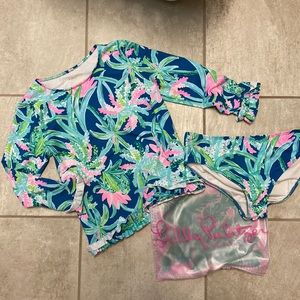 Two piece Lilly Pulitzer Girls Swim Suit with case